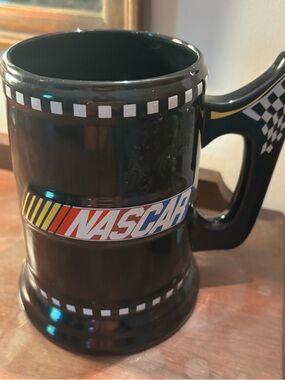 Nascar Black Mug with Multicolor Racing Logo and Checkered Accent